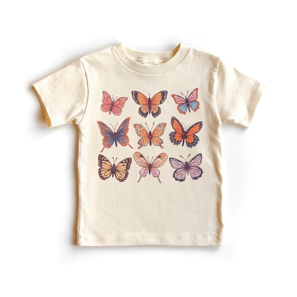 Aurlex Tees Other - Girls Butterfly Butterflies Moth Toddler Shirt - Natural Youth Graphic Tee